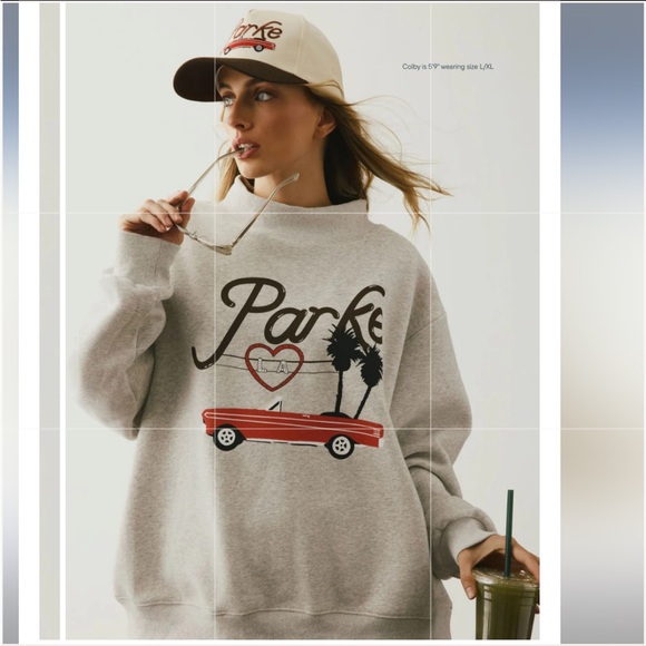 Parke Tops - 💥💥 HOST PICK!!💥💥 NWT Parke Cities Fleece Los Angeles Graphic Mockneck Grey large